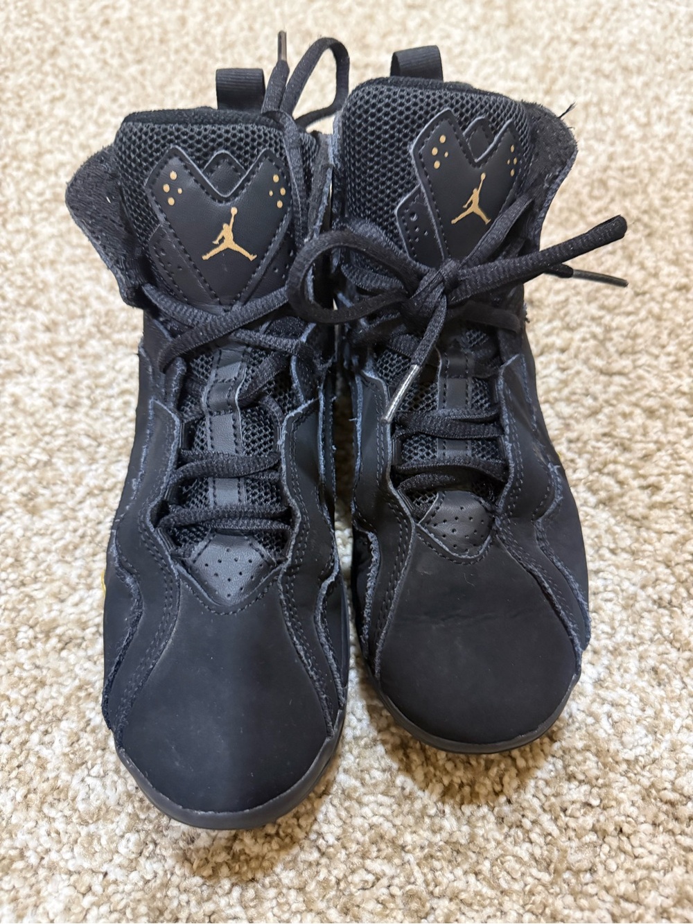 Jordan Kids' Black High-Top Sneakers with Gold Jumpman